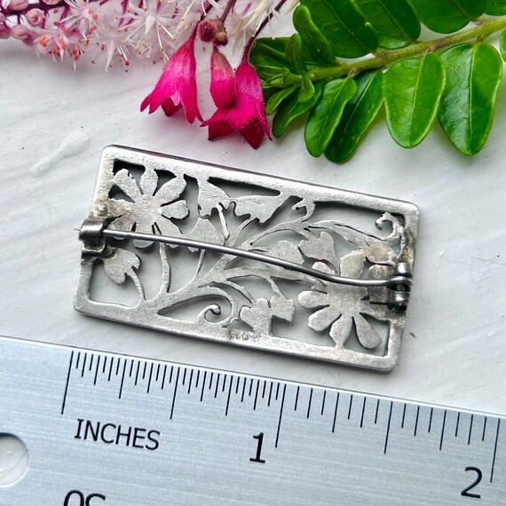 Silver 925 Vintage German Rectangular Brooch with… - image 6