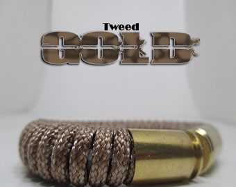 Gold Tweed Military and Second Amendment Paracord Bullet Bracelet