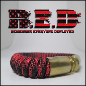 Remember Everyone Einsatz (R.E.D) Militär und Zweite Änderung Paracord Bullet Armband (40 cal , .45ACP)