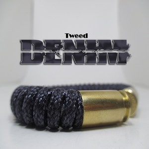 Denim Tweed Military and Second Amendment Paracord Bullet Bracelet