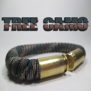 Tree Camo Military and Second Amendment Paracord Bullet Bracelet