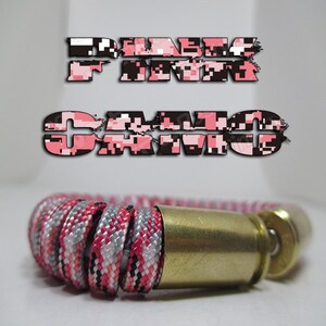 Pink Camo Military and Second Amendment Paracord Bullet Bracelet