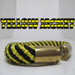 Yellow & Black Striped Military and Second Amendment Right to Bear Arms Bullet Casing Support Bracelet