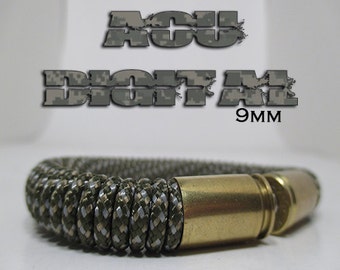 ACU Digital Camo 9mm Military and Second Amendment Paracord Bullet Bracelet