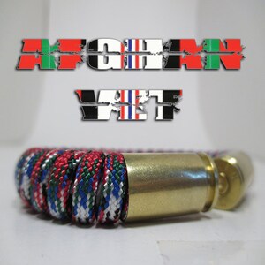 Afghan Veteran Military and Second Amendment Paracord Bullet Bracelet