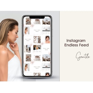 Instagram PUZZLE Endless Feed: Skincare Classic IG Template, Insta Minimalist Wall, Social Media Rose Gold Grid Collage, Digital Download