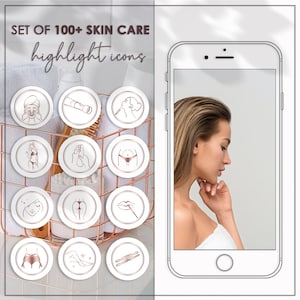 Instagram-verhaal hoogtepunt pictogramhoezen, Insta-set voor schoonheids- en lichaamsbehandeling, Skin Care IG Social Media Rose Gold Icons Kit, digitale levering