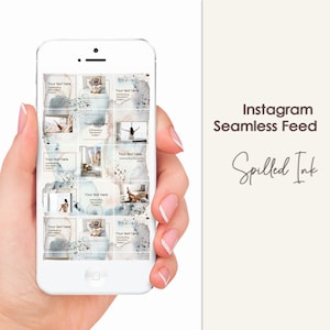 Plantilla de publicación de PUZZLE para Instagram, diseño de feed infinito de IG, collage de cuadrícula de acuarela gris abstracta, tablero de estado de ánimo de Insta Ink, kit de entrega digital