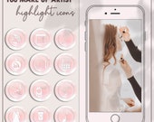 Watercolor Pink Instagram Highlight Icons, Makeup Artist Branding (Digital Delivery)