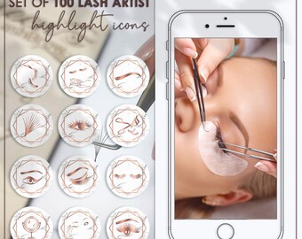 Instagram verhaal hoogtepunt pictogram covers, LASH Beauty Artist IG Icons Set, Insta make-up Rose goud marmer social media kit, digitale levering