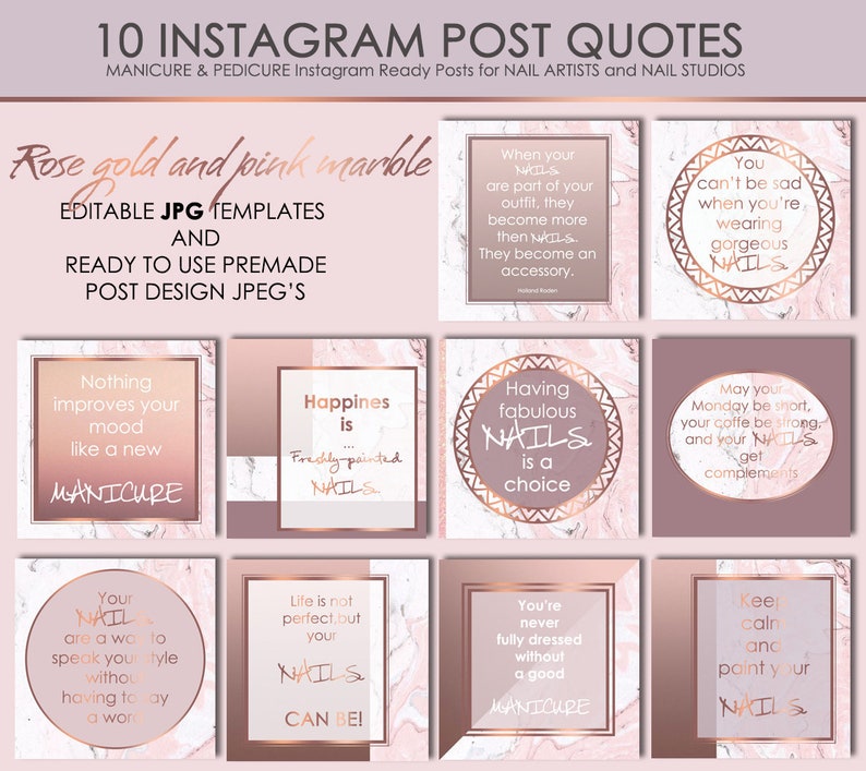 Instagram Facebook Jpg Template 103 Nail Insta Quote Etsy
