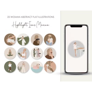 Instagram Story  Highlight Icon Covers, Lifestyle Hand Illustrated IG Icons, Flat Abstract Insta Icons, Social Media Digital Delivery Set
