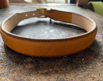 REDUCED* Sunset yellow leather raised Dog Collar size 17”-20”