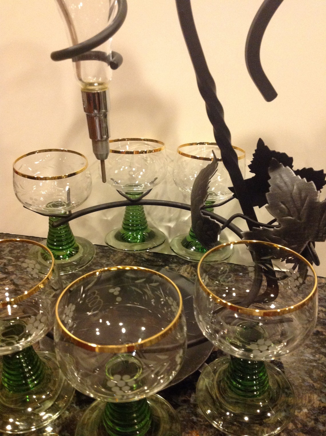 Mid Century Austrian Hanging Wine Decanter in Wrought Iron Etsy