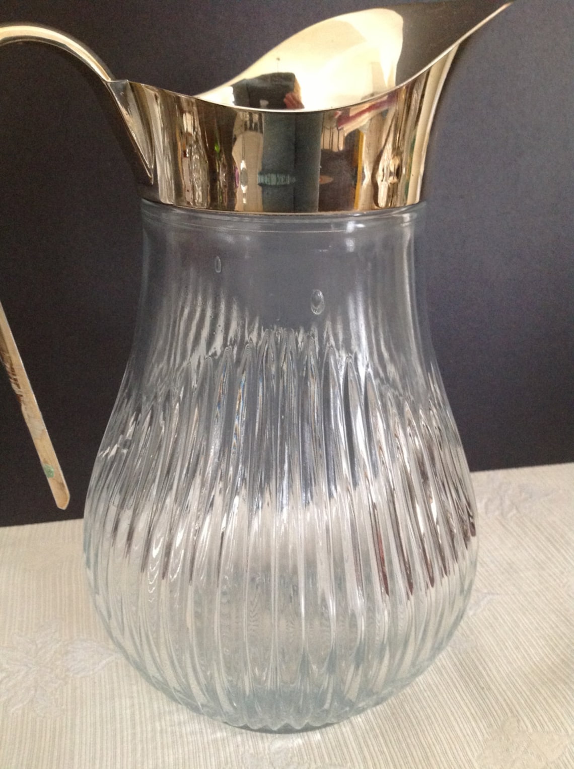Vintage Italian Glass Pitcher with Silver Plated Handle and Etsy