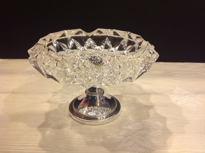 F. B. Rogers Crystal Ashtray on Silver Plated Pedestal Etsy