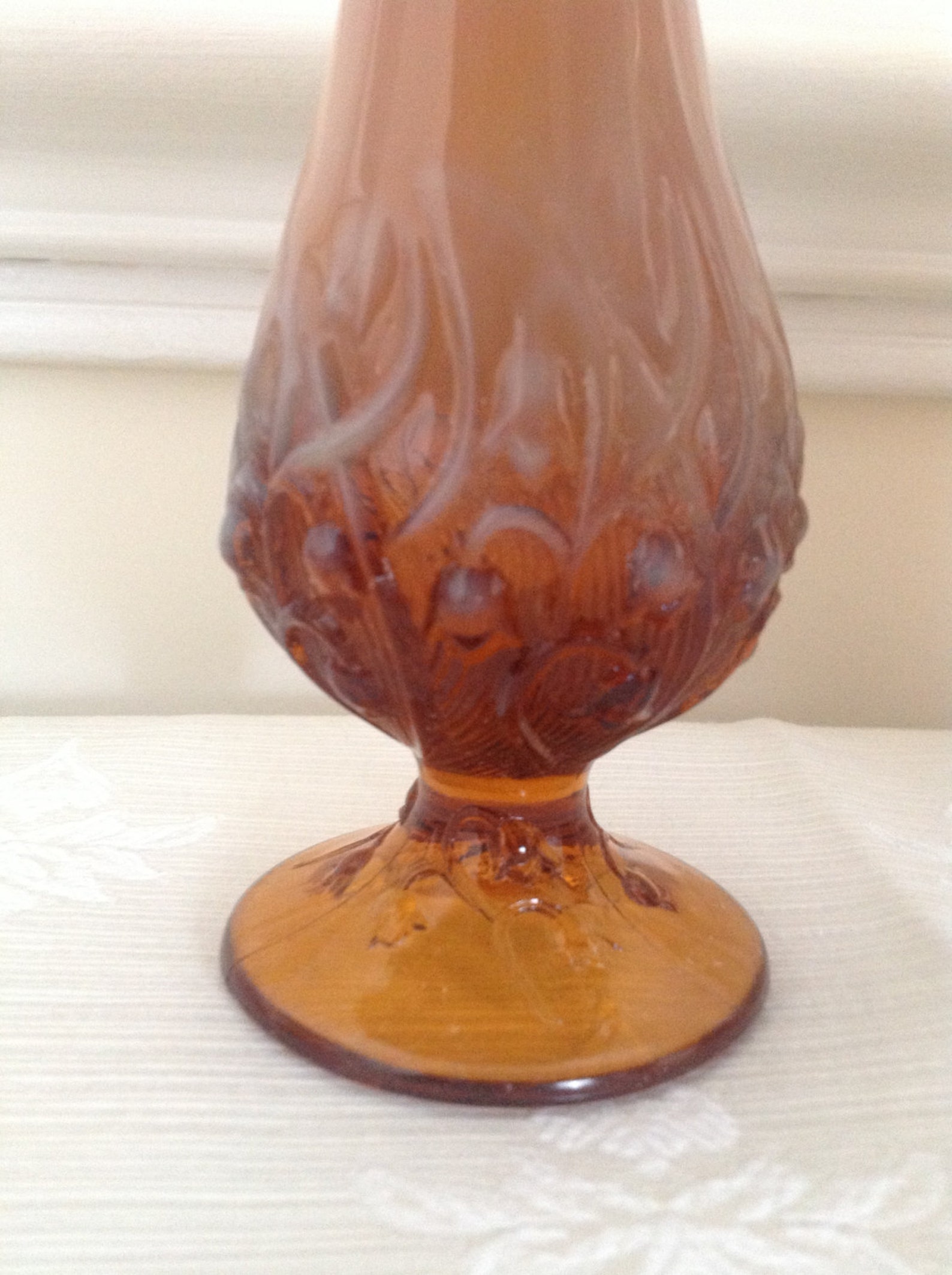 Fenton Amber/Peach Opalescent Bud Vase Etsy