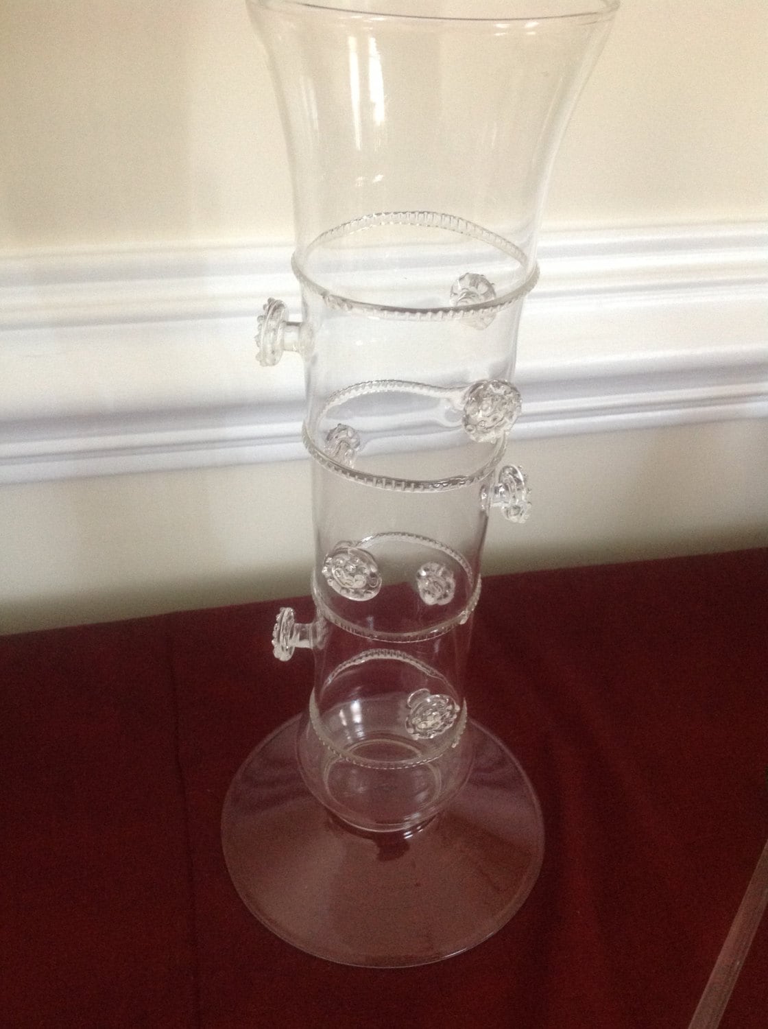 Mouth Blown Clear Glass Vase with Applied Flowers Etsy