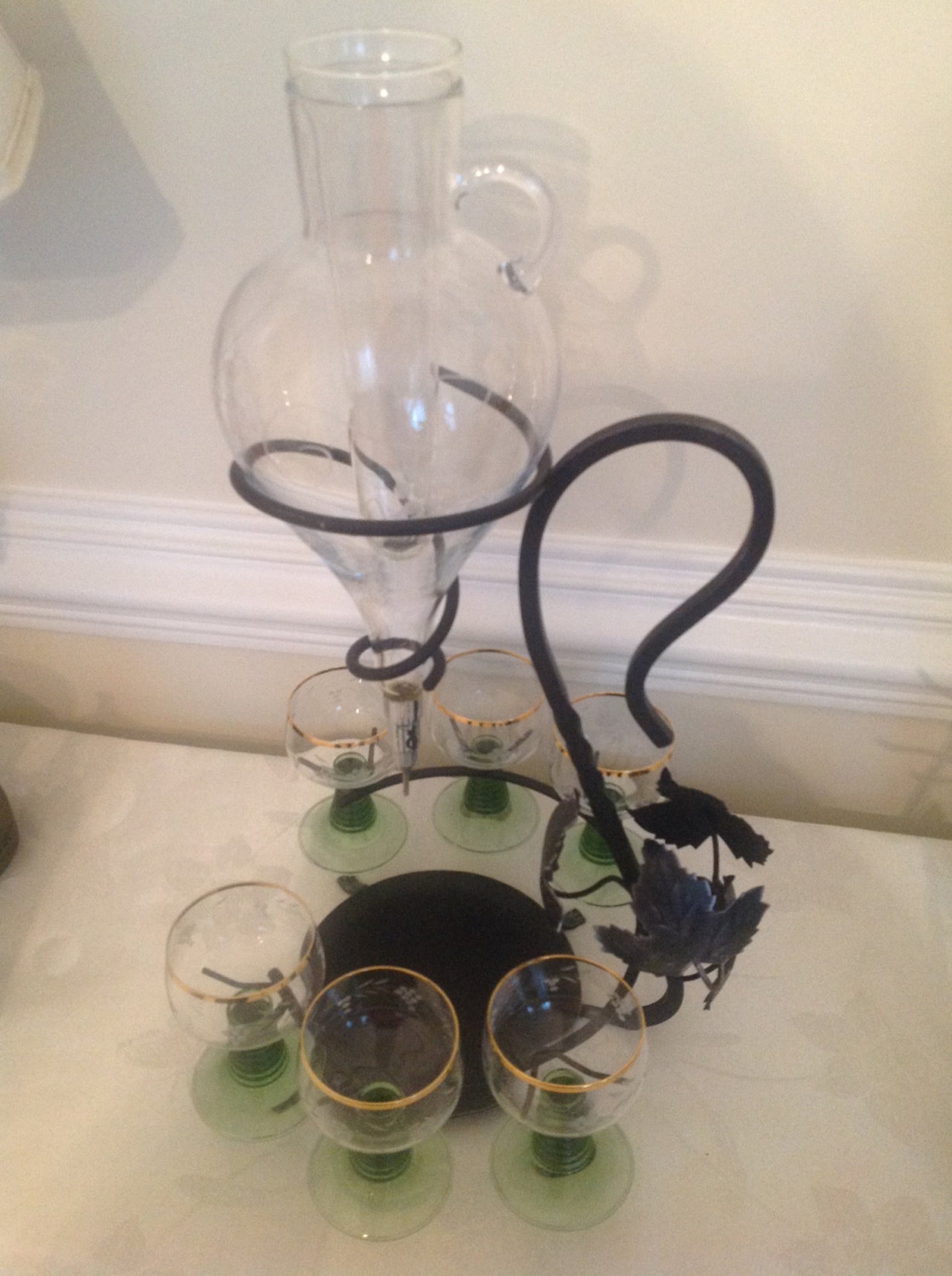 Mid Century Austrian Hanging Wine Decanter in Wrought Iron Etsy