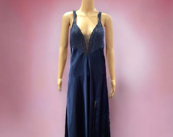 Vintage Victoria’s Secret Nightgown Satin Bias Lacy Gold Label M TALL