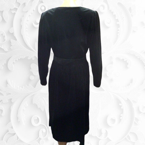 Vintage 70s Party Dress Black Velvet Rhinestones … - image 5