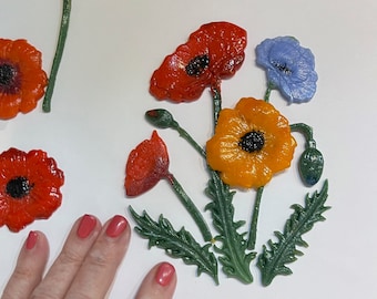 Fused Glass Poppy Flowers: Accessory Pieces, COE90 Cold Fusion