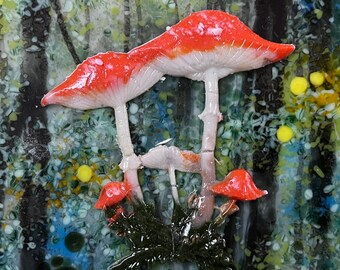 Toadstools group or singles - fused glass accessories