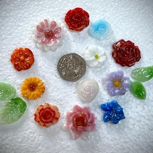Fused Glass flowers.....Rainbow assortment! fuse, or glue to anything!