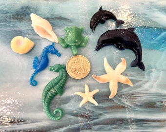 Fused glass undersea creatures and shells - craft use - mixed or single sets of 5. Bullseye COE 90 but can be cold-fused to any glass