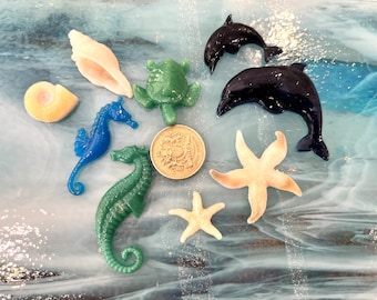 Fused Glass Undersea Creatures & Shells - COE 90 Supplies - Set of 5