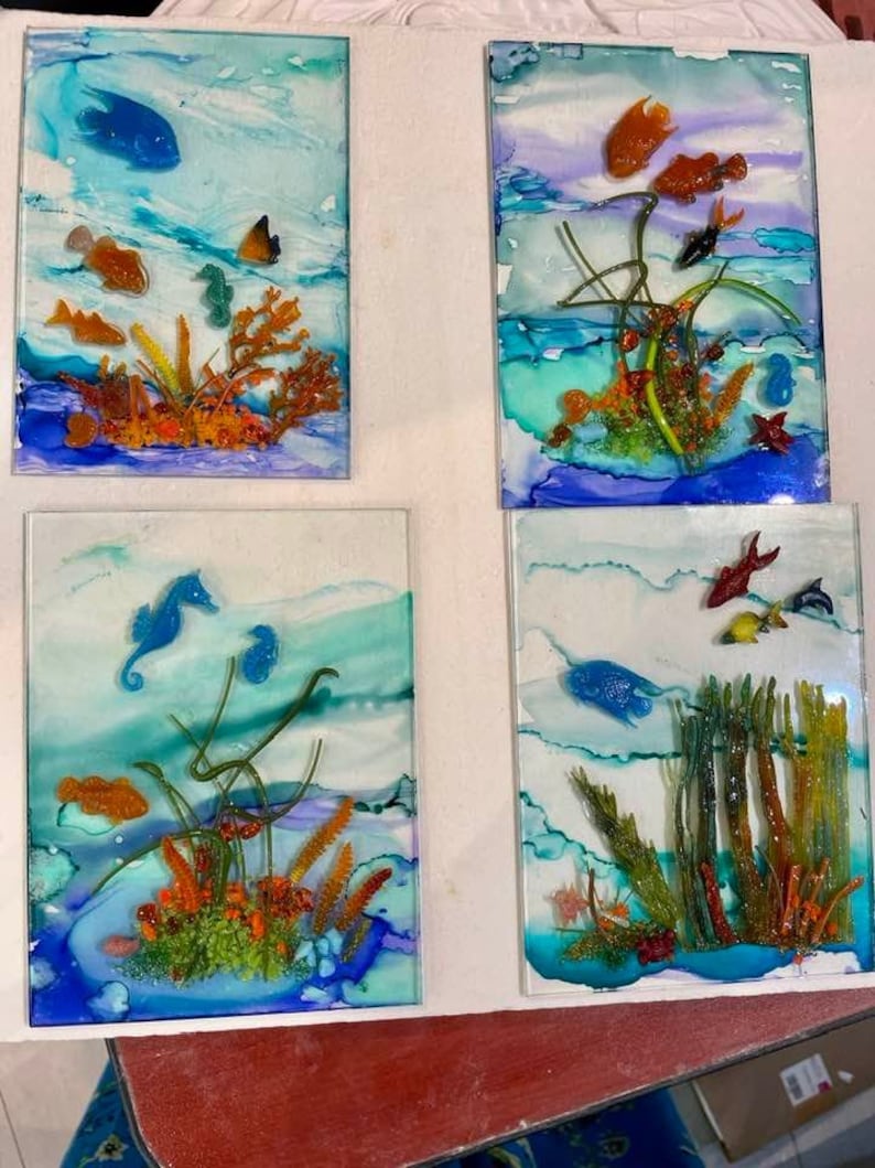 Fused Glass Undersea Creatures and Shells Craft Use Mixed or Single