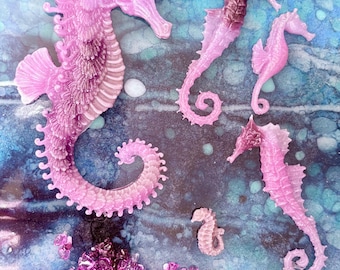 Fused glass SEAHORSE family - choose your own colors!