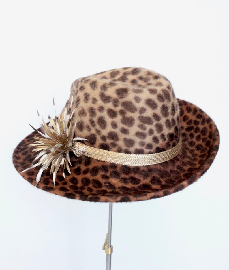 Leopard Print, Animal Print Luxury Fur Felt Trilby, Fedora Winter Hat