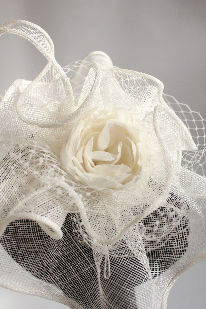 Ivory cream bridal hat fascinator hatinator with silk peony Etsy