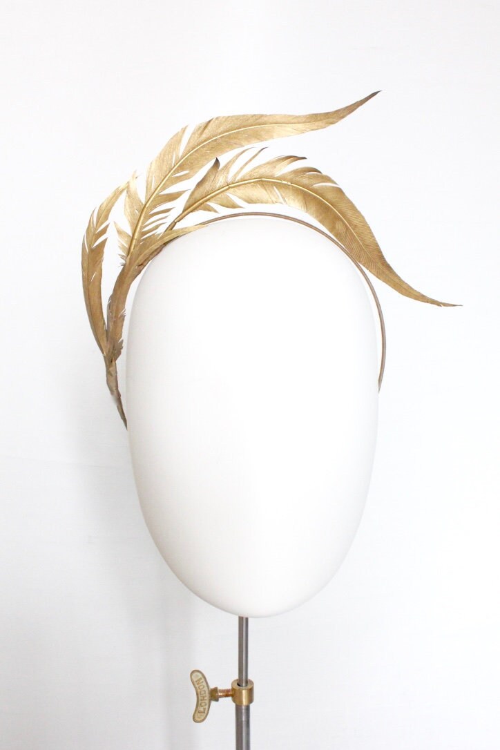 Gold Feather Headband Fascinator 