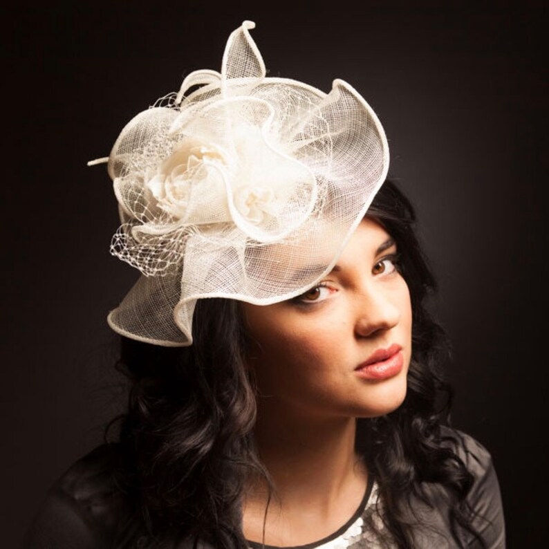 Ivory cream bridal hat fascinator hatinator with silk peony Etsy
