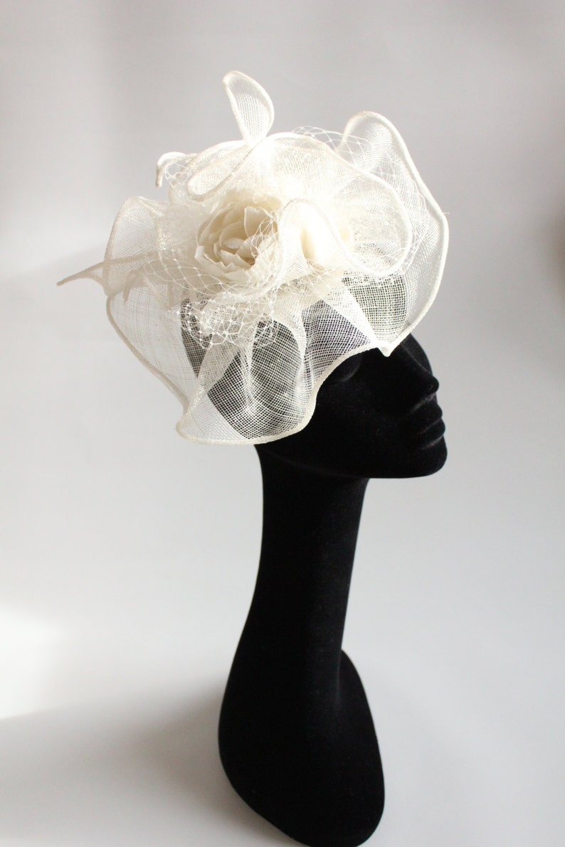 Ivory cream bridal hat fascinator hatinator with silk peony Etsy