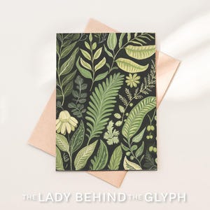 Botanical Ferns Card , blank inside perfect for stationery, thank you handmade card. Green earth loving card for her him greeting card gift