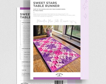 Patrón de camino de mesa Sweet Stars: patrón para principiantes del acolchado