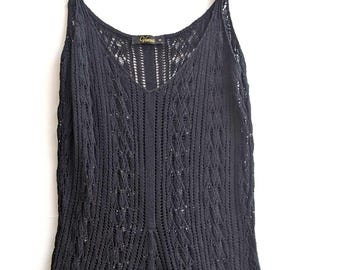 Vestido vintage de punto negro, etiqueta 'Venus', talla M, circa 1990-2000