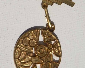 Vintage broche - ongebruikelijke Art Deco broche in medaillestijl, jaren dertig. Kerstcadeau!