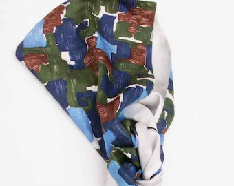 Pañuelo para la cabeza de tela vintage inusual con estampado abstracto, alrededor de los años 60