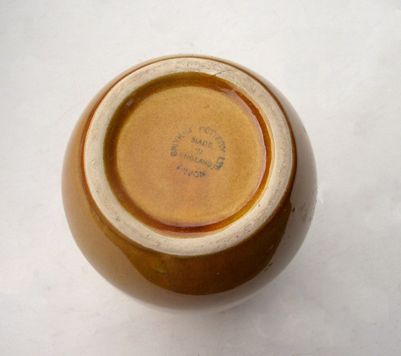 Vintage Yellow Ochre Brixham Pottery Vase With Ring Design, Circa 1960