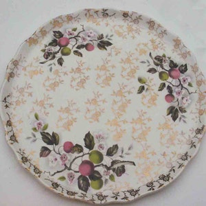 Vintage Old Foley Fruit Platter, James Kent Ltd., Gold Decoration