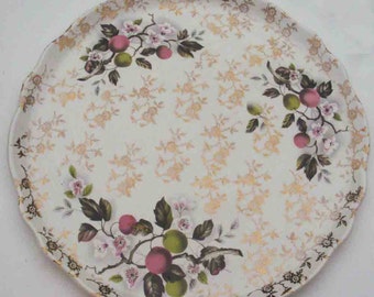 Plato de frutas vintage Old Foley, James Kent Ltd., decoración dorada