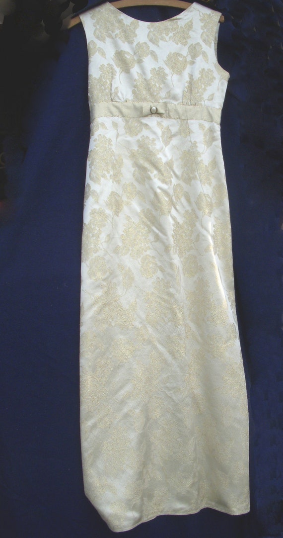 kimberley sleeveless beaded fringe maxi dress reviews Vintage Kimberley's Silver Brocade Dress, 1960s Style, Small Crafted from pleated shimmer royal blue quince dress Brown Shoes Nice Shoes Color:Brown/Blue