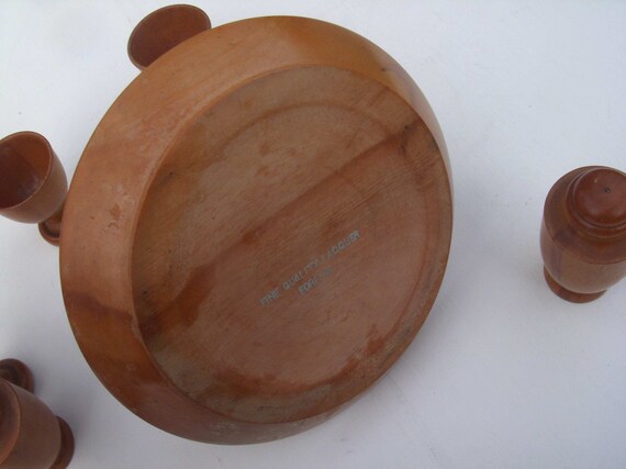 4 Eierbecher Aus Buchenholz - Braun, 5 Cm Hoch