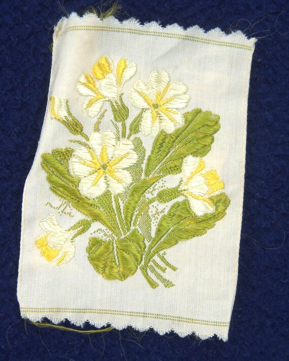 Vintage, Collectable Tobacco Silk, Circa 1920's-30's, Miniature Woven Silk  With Yellow Flower. Easter Gift!