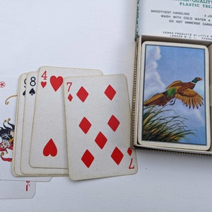 Vintage Piatnik Spielkarten, in Box - Doppelpack mit Fasanenmotiv, um 1960er Jahre, B/20.Jetzt reduziert in meinem Oster-fash-Sale!