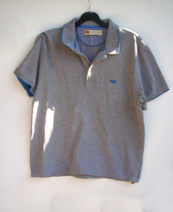 Vintage retro-look grey Levi's polo shirt, cotton 